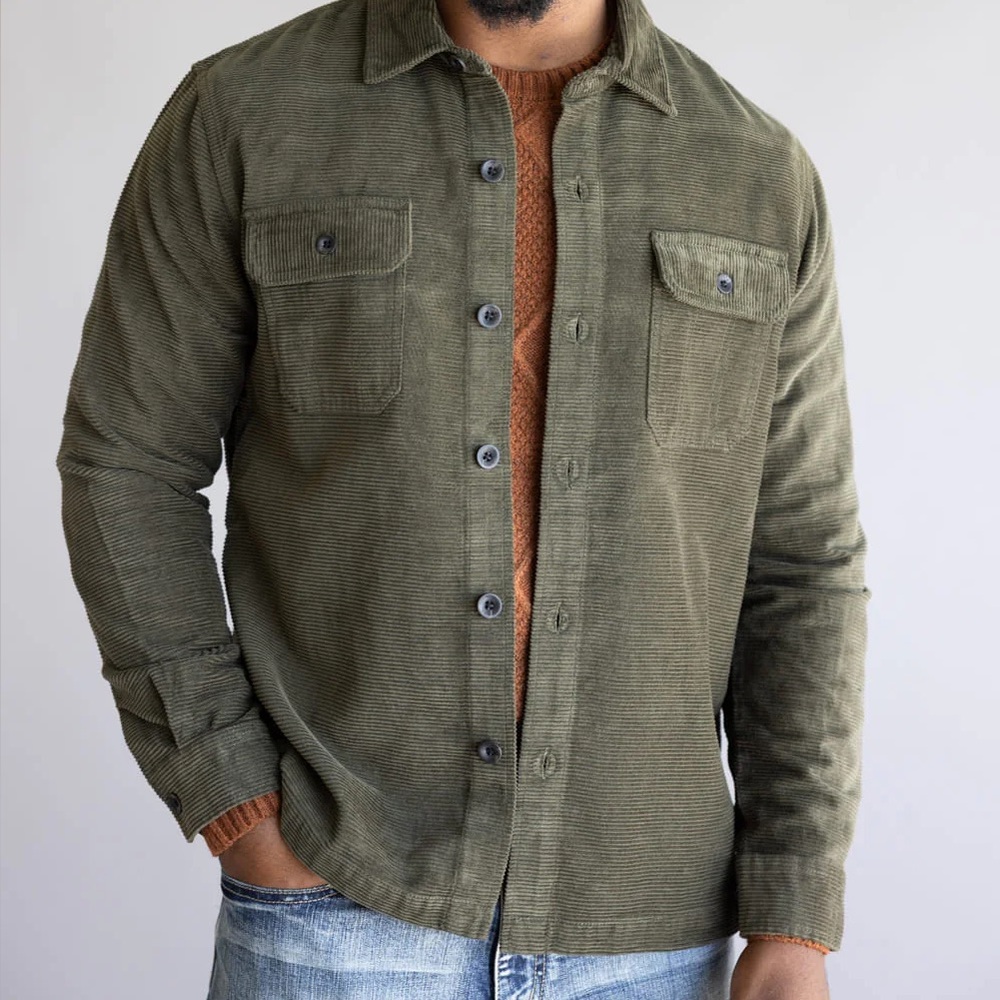 Union Corduroy Shacket for Men in Hunter Green